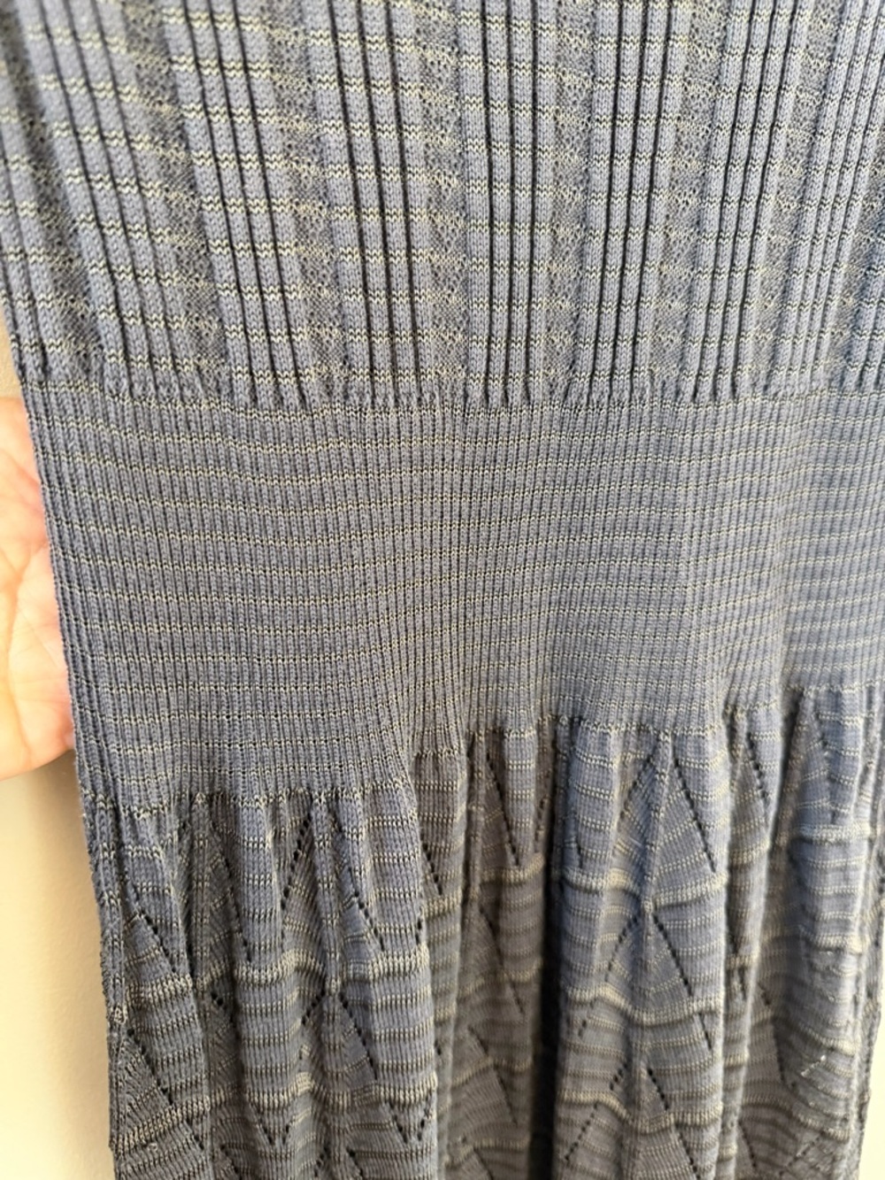 M Missoni Knit Dress Gray Ribbed Fit & Flare Italian Designer Elegant Timeless - Picture 5 of 10